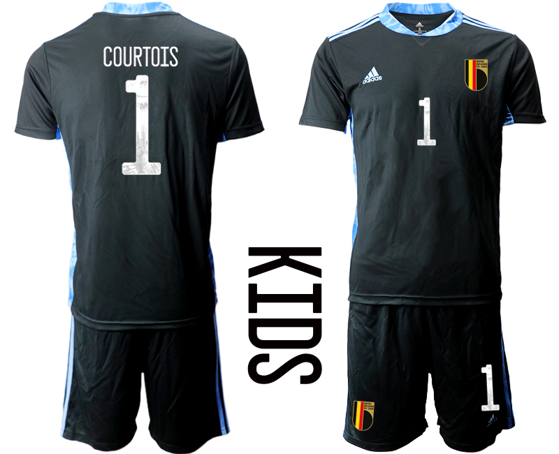Youth 2021 European Cup Belgium black goalkeeper #1 Soccer Jersey1